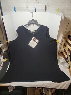 Serena Williams Sig Collec QVC Black Tank Top Blouse Stretchy Womens Plus 3X NWT